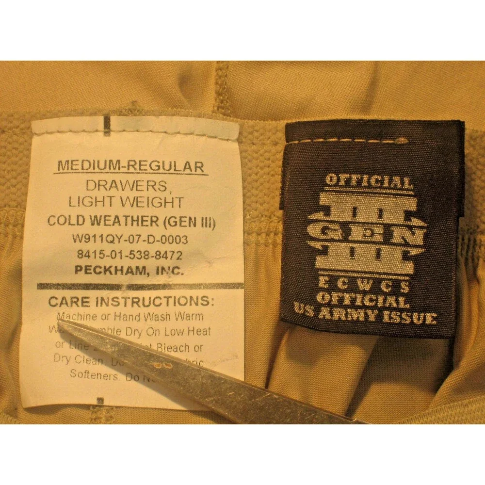 Gen III  US Army Issue Tan Polartec Cold Weather Lite Wgt Drawers sz Med-Reg